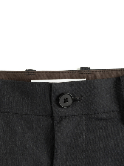 Super130's WORSTED WOOL LIGHT GABARDINE WIDE PANTS｜TOP CHARCOAL