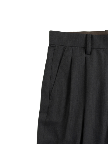 Super130's WORSTED WOOL LIGHT GABARDINE WIDE PANTS｜TOP CHARCOAL