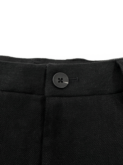 WASHED LINEN TWILL 2-TUCK PANTS｜BLACK