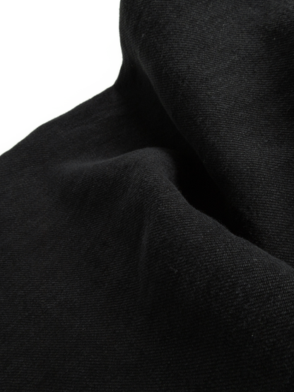 WASHED LINEN TWILL 2-TUCK PANTS｜BLACK