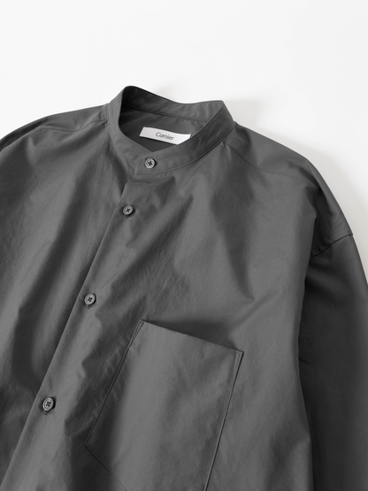 FINX COTTON BAND COLLAR SHIRTS｜GRAY