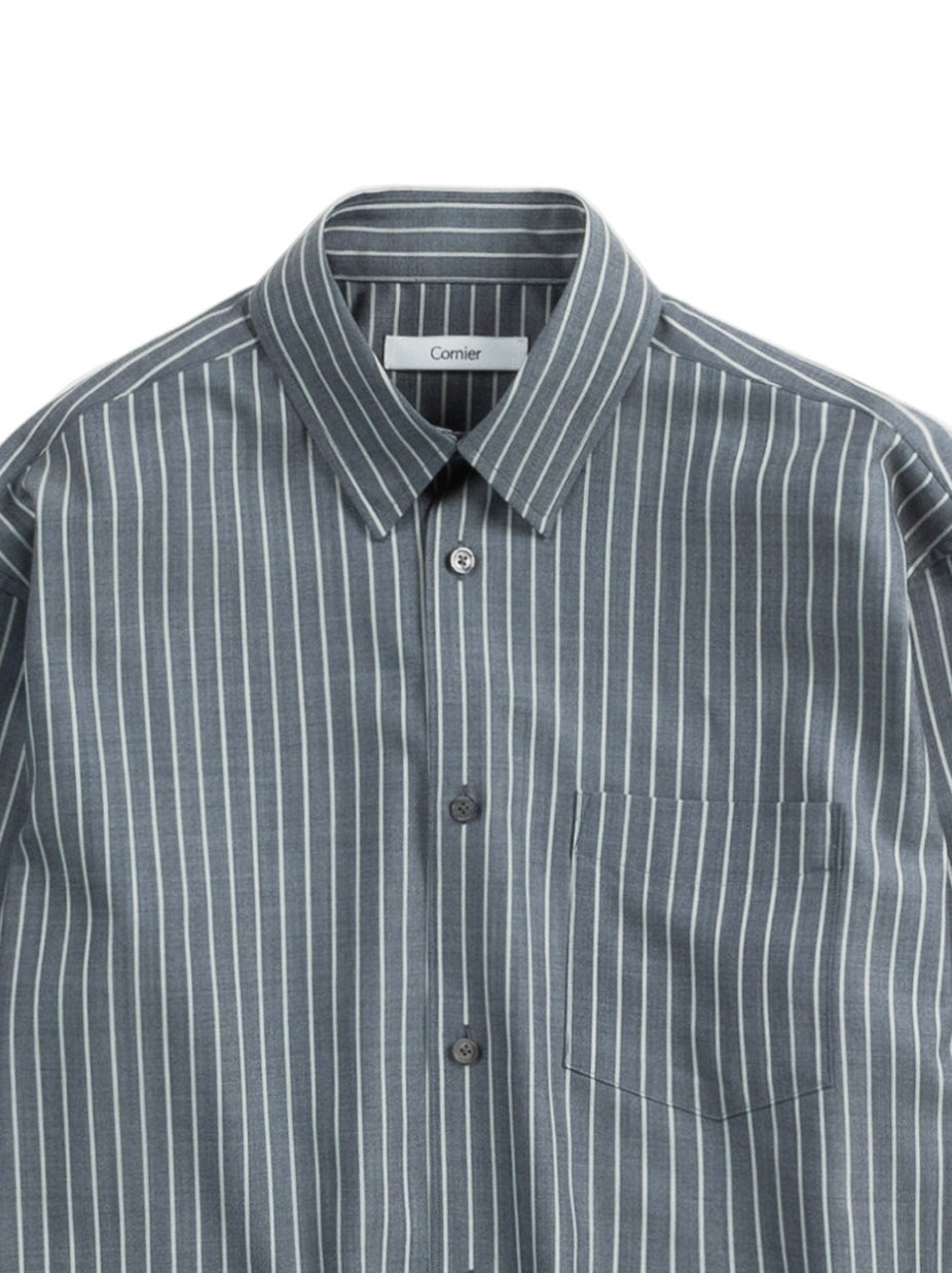 Super180's WORSTED WOOL STRIPE SHIRTS｜CHAMBRAY STRIPE