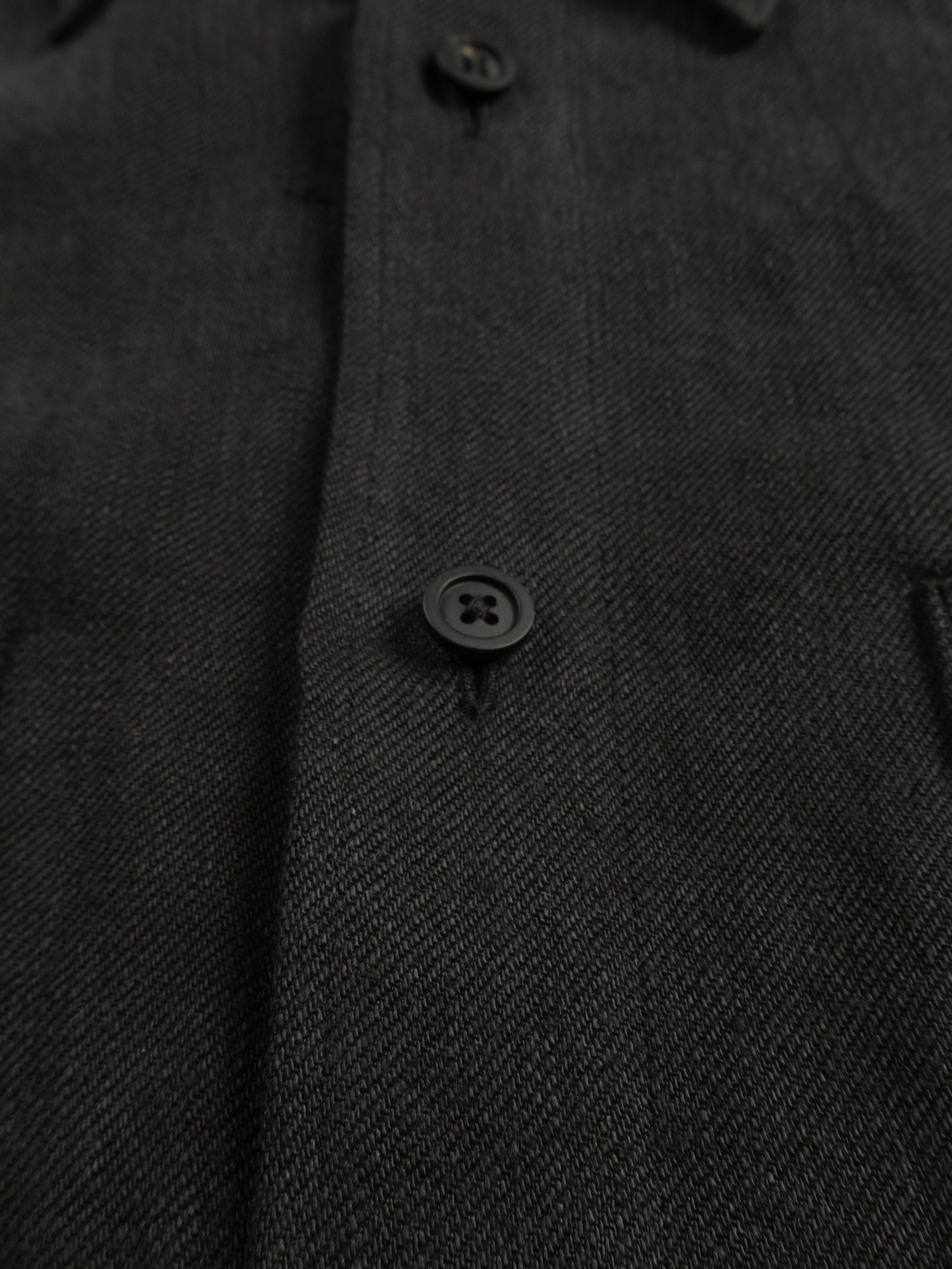 WASHED LINEN TWILL WORK SHIRTS｜BLACK