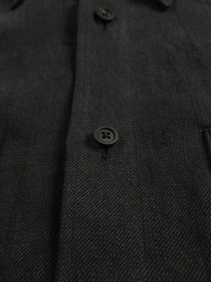 WASHED LINEN TWILL WORK SHIRTS｜BLACK