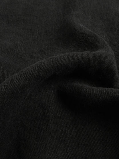 WASHED LINEN TWILL WORK SHIRTS｜BLACK