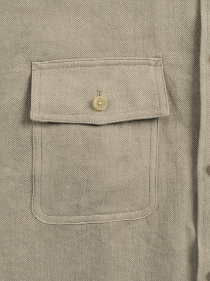 WASHED LINEN TWILL WORK SHIRTS｜GREIGE