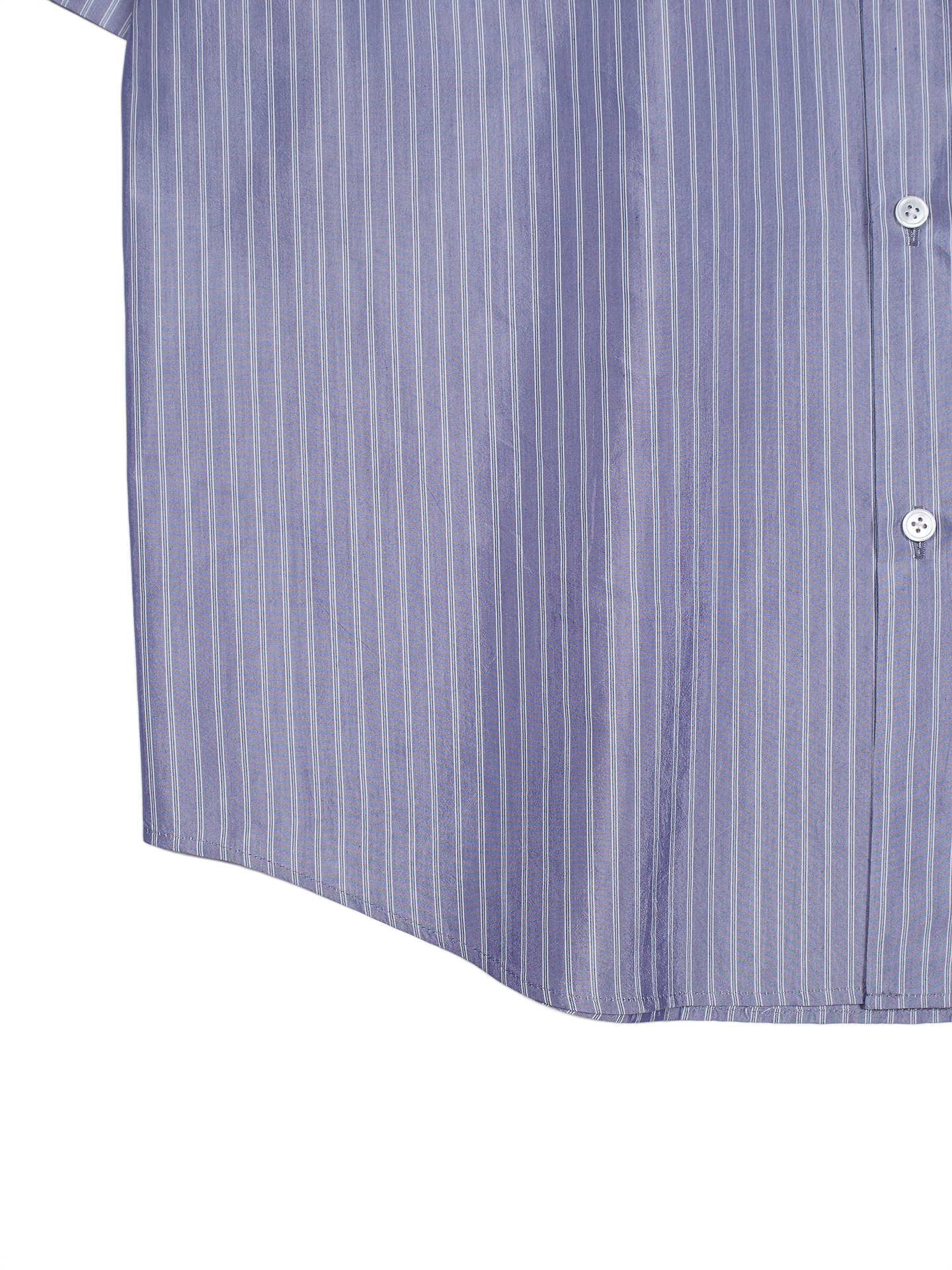 RAW SILK/GIZA STRIPE HALF SLEEVE BIG SHIRTS｜BLUE