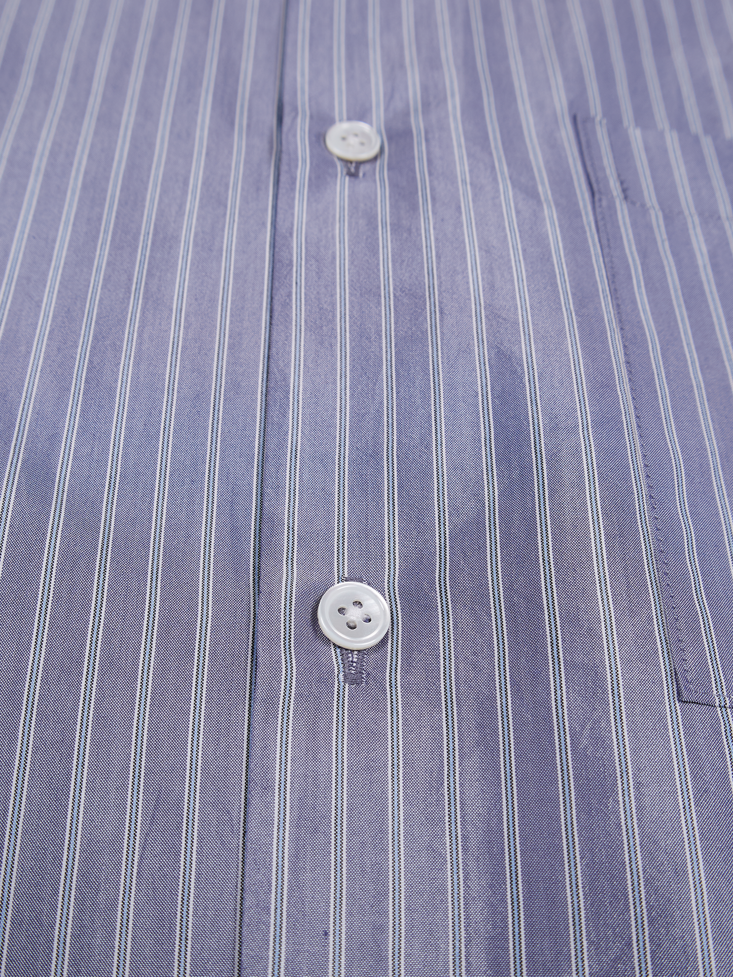 RAW SILK/GIZA STRIPE HALF SLEEVE BIG SHIRTS｜BLUE