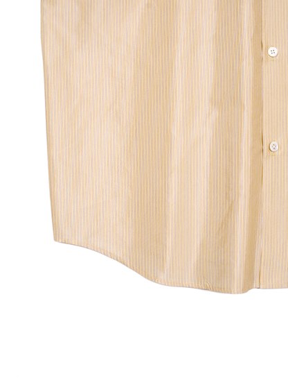 RAW SILK/GIZA STRIPE HALF SLEEVE BIG SHIRTS｜YELLOW