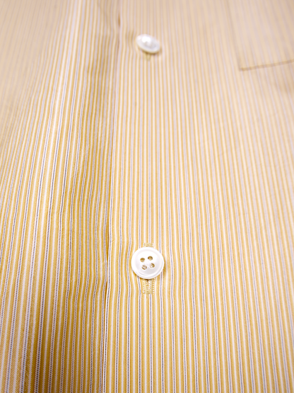 RAW SILK/GIZA STRIPE HALF SLEEVE BIG SHIRTS｜YELLOW