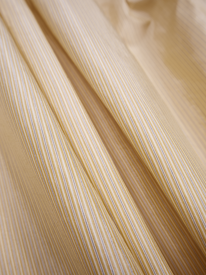 RAW SILK/GIZA STRIPE HALF SLEEVE BIG SHIRTS｜YELLOW