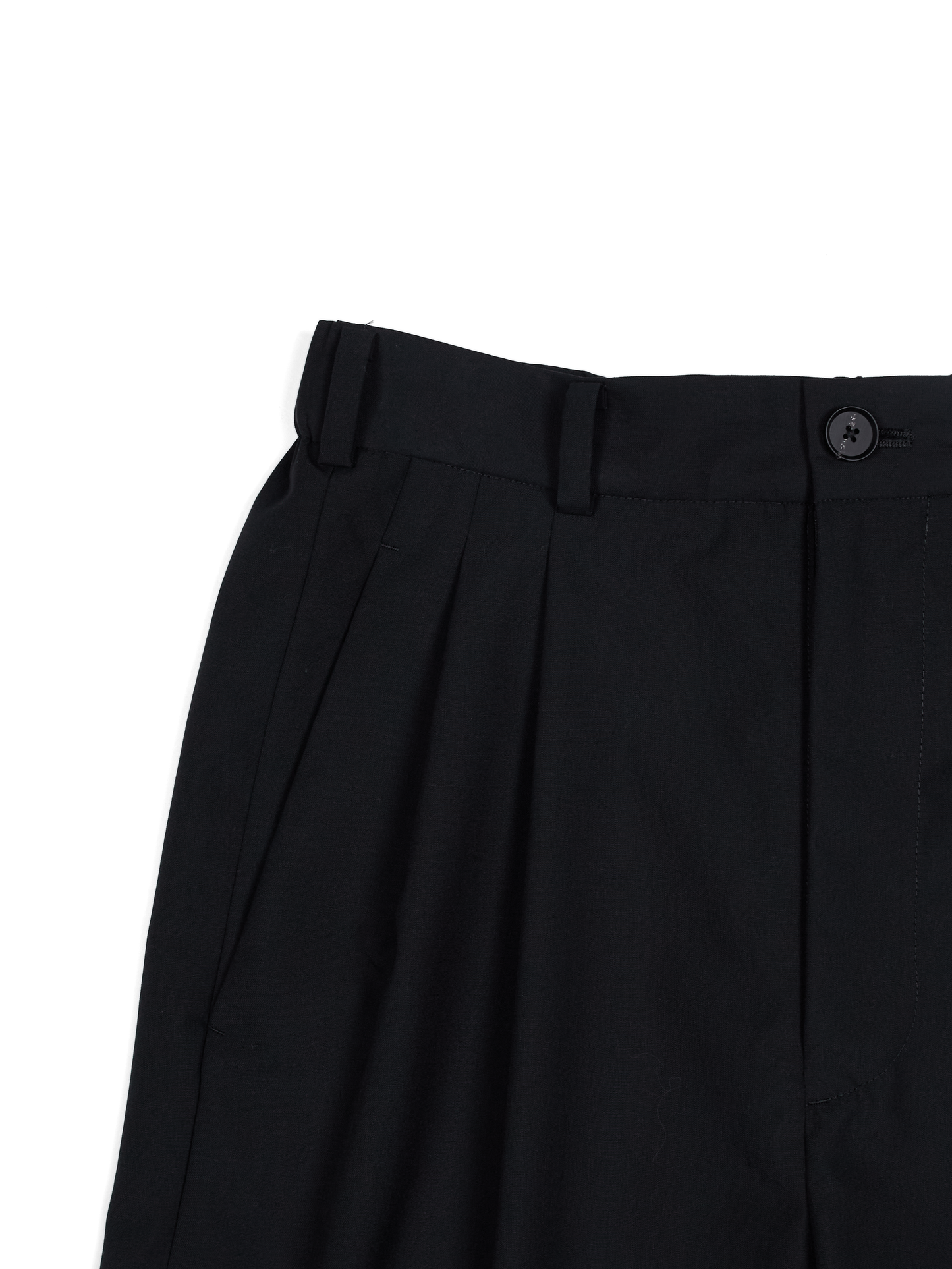 Super130's WORSTED WOOL TROPICAL SHORT PANTS｜BLACK