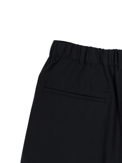 Super130's WORSTED WOOL TROPICAL SHORT PANTS｜BLACK