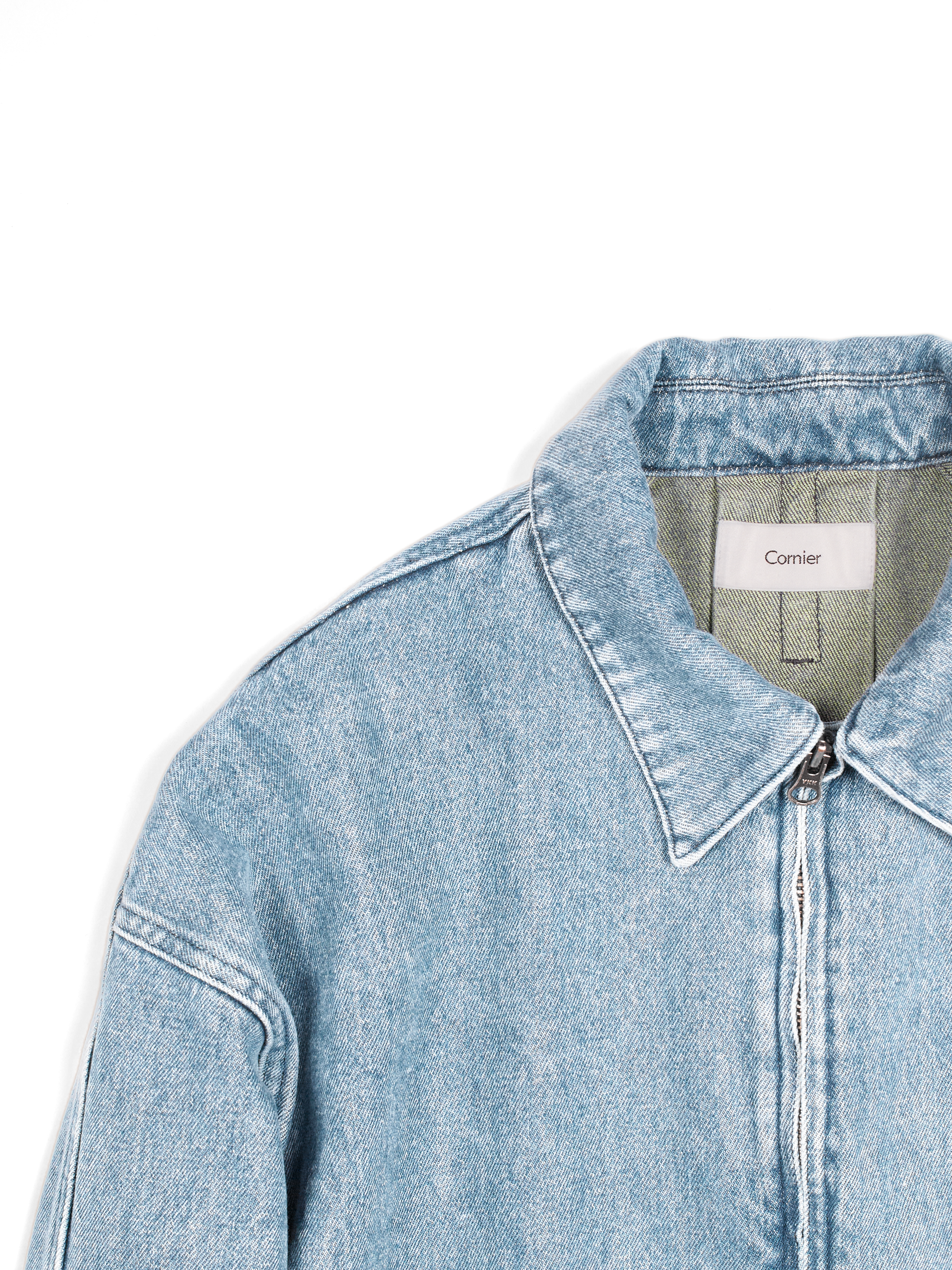SILK/COTTON DENIM BLOUSON for WOMEN|LIGHT BLUE – Cornier SILK/COTTON DENIM BLOUSON for WOMEN|LIGHT BLUE – Cornier