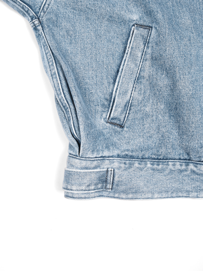 SILK/COTTON DENIM BLOUSON for WOMEN｜LIGHT BLUE