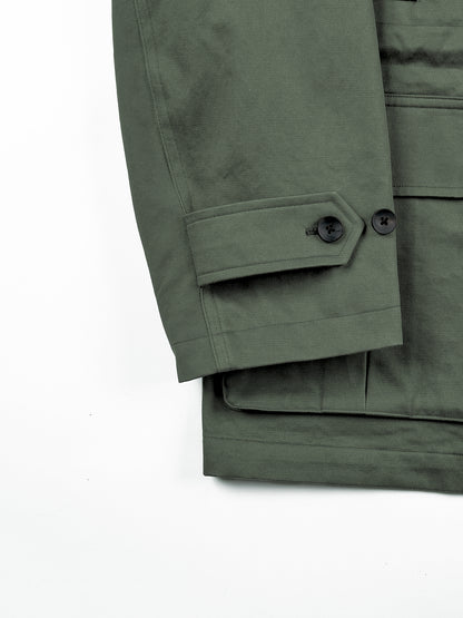 LEATHER COLLAR FINX/ZIMBABWE COTTON TWILL BLOUSON｜KHAKI