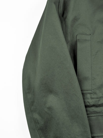 LEATHER COLLAR FINX/ZIMBABWE COTTON TWILL BLOUSON｜KHAKI