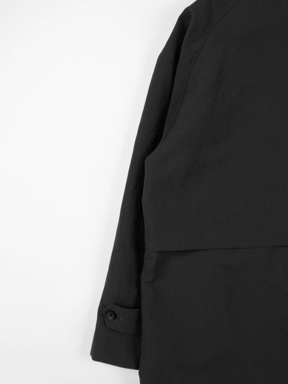 WORSTED WOOL/PAPER BALMACAAN LONG COAT｜BLACK