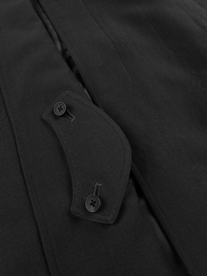 WORSTED WOOL/PAPER BALMACAAN LONG COAT｜BLACK