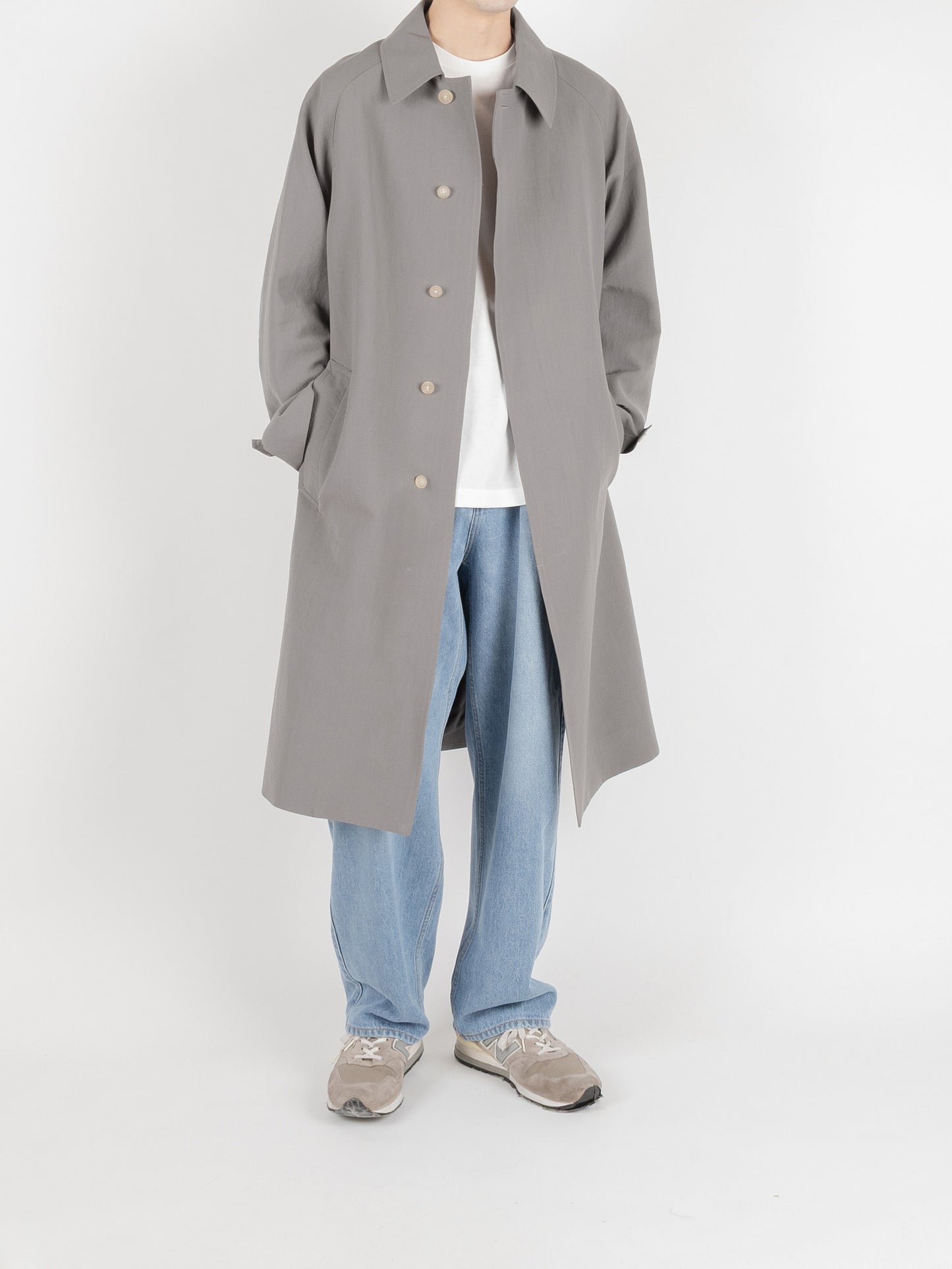 WORSTED WOOL/PAPER BALMACAAN LONG COAT｜GRAY