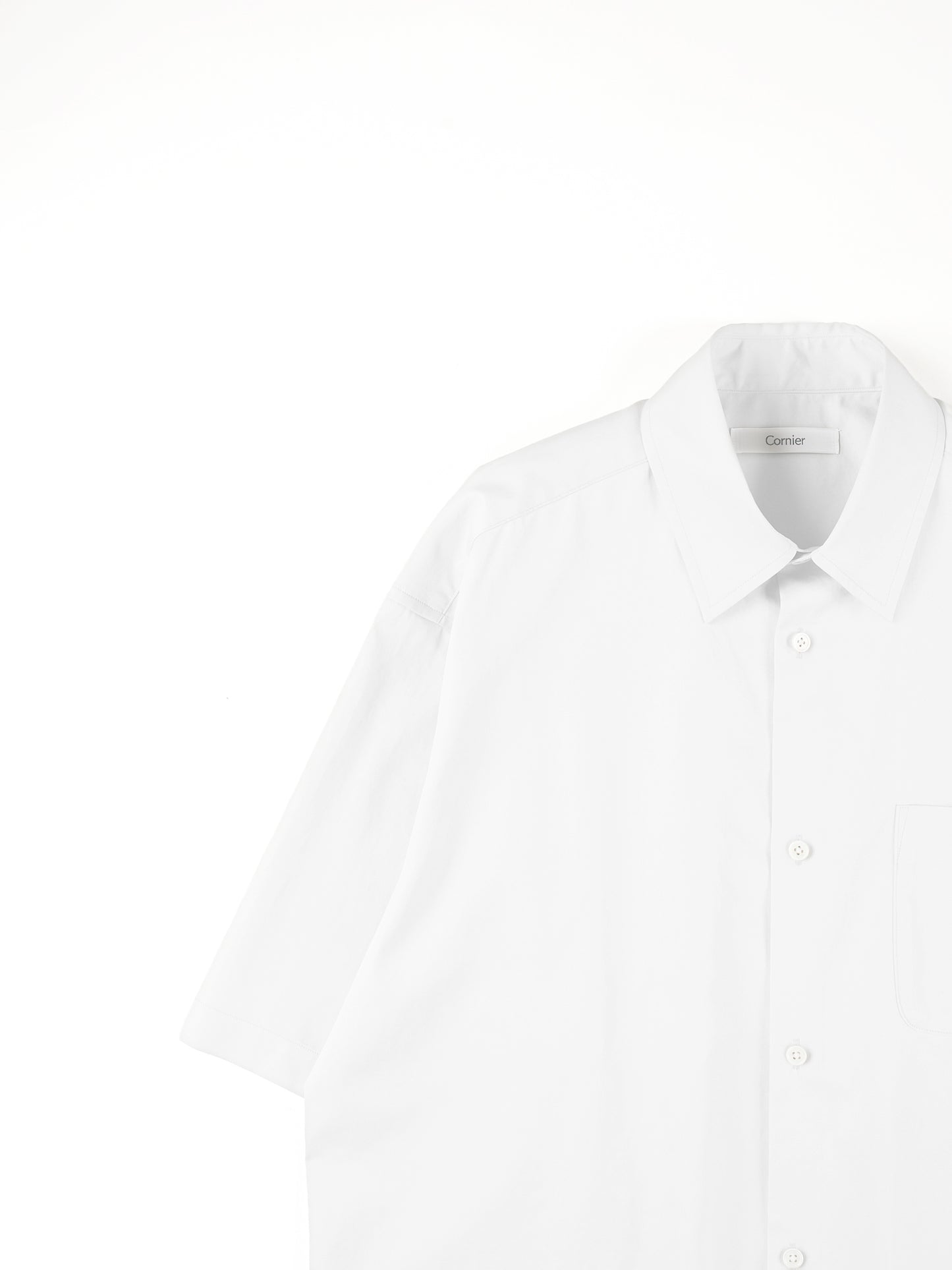 FINX COTTON TWILL HALF SLEEVE SHIRTS｜WHITE