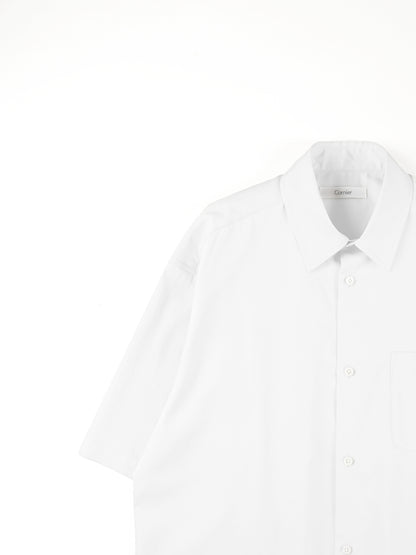 FINX COTTON TWILL HALF SLEEVE SHIRTS｜WHITE