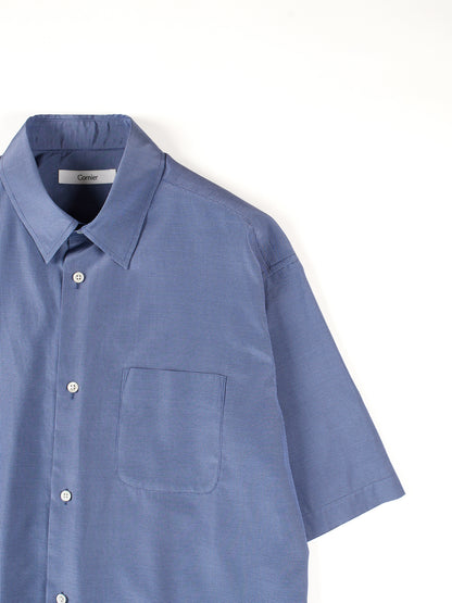 SILK/COTTON MICRO CHECK HALF SLEEVE SHIRTS｜BLUE