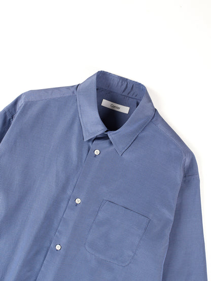 SILK/COTTON MICRO CHECK HALF SLEEVE SHIRTS｜BLUE