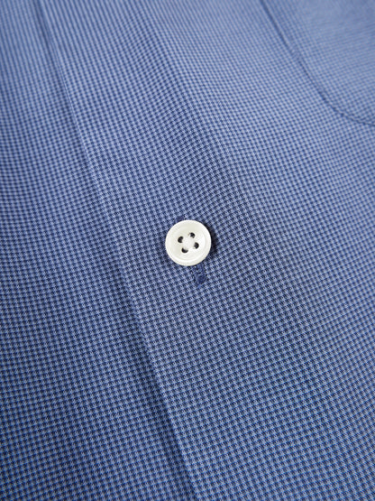 SILK/COTTON MICRO CHECK HALF SLEEVE SHIRTS｜BLUE