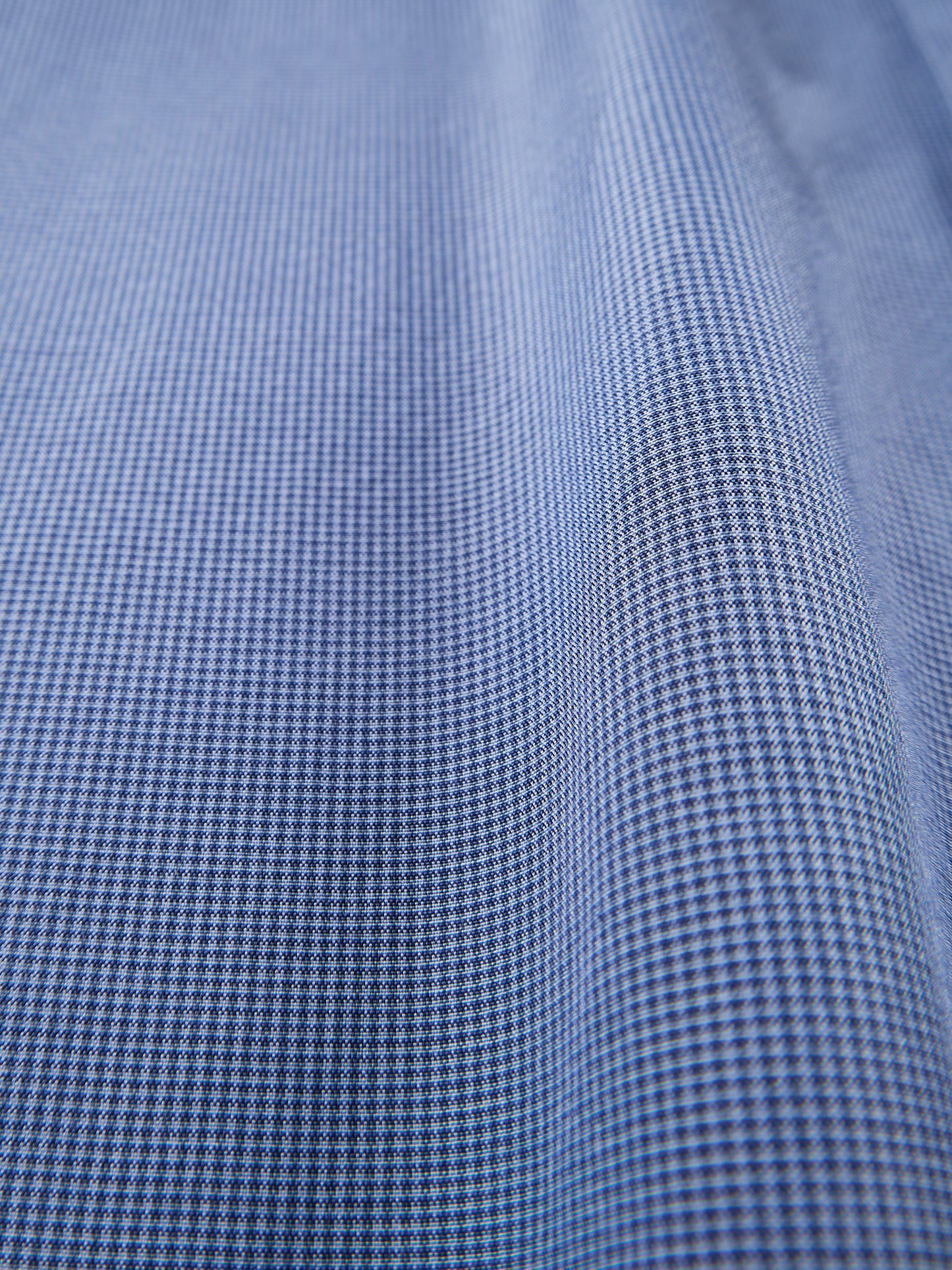SILK/COTTON MICRO CHECK HALF SLEEVE SHIRTS｜BLUE