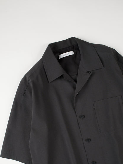 Super160's WOOL/ PAPER HALF SLEEVE SHIRTS｜BLACK