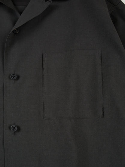 Super160's WOOL/ PAPER HALF SLEEVE SHIRTS｜BLACK
