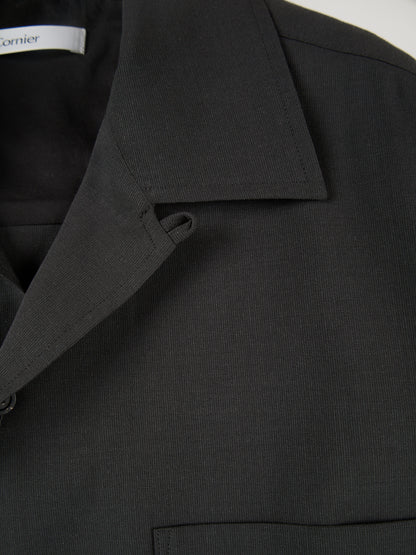 Super160's WOOL/ PAPER HALF SLEEVE SHIRTS｜BLACK