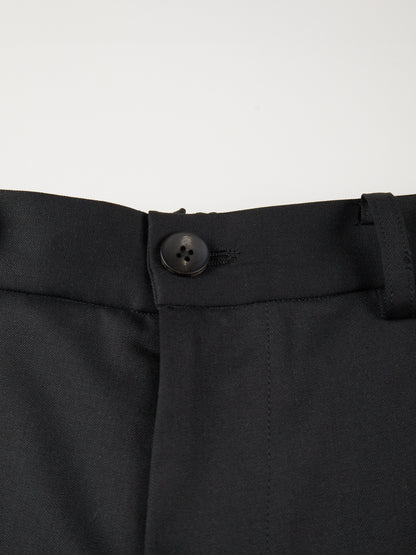 Super130's WOOL LIGHT GABARDINE SHORT PANTS｜BLACK
