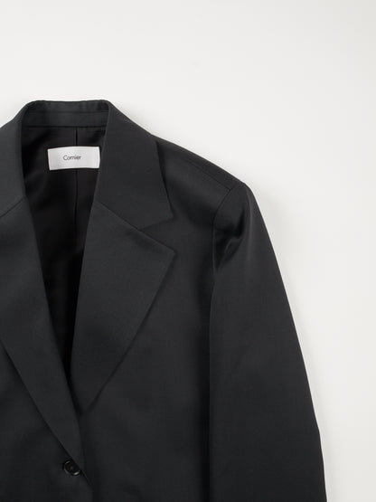 Super130's WOOL LIGHT GABARDINE TAILORED JACKET for WOMEN｜BLACK