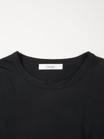 Super140's WORSTED WOOL T-SHIRTS｜BLACK