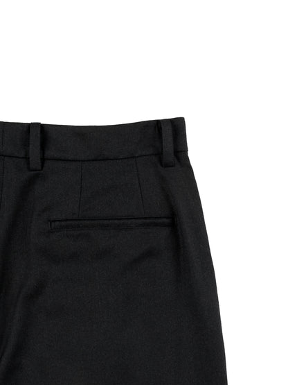 Super130's WORSTED WOOL LIGHT MILLED WIDE PANTS｜TOP BLACK