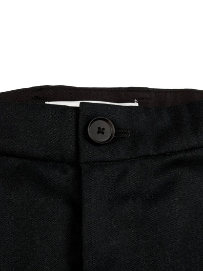 Super130's WORSTED WOOL LIGHT MILLED WIDE PANTS｜TOP BLACK