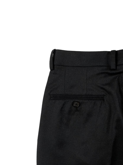 Super130's WORSTED WOOL LIGHT MILLED SLACKS｜TOP BLACK