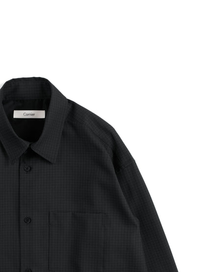 Super160's WOOL/SILK CHECK SHIRTS｜BLACK CHECK