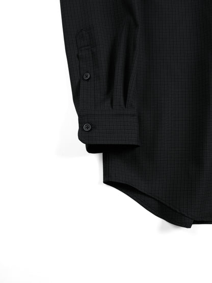 Super160's WOOL/SILK CHECK SHIRTS｜BLACK CHECK