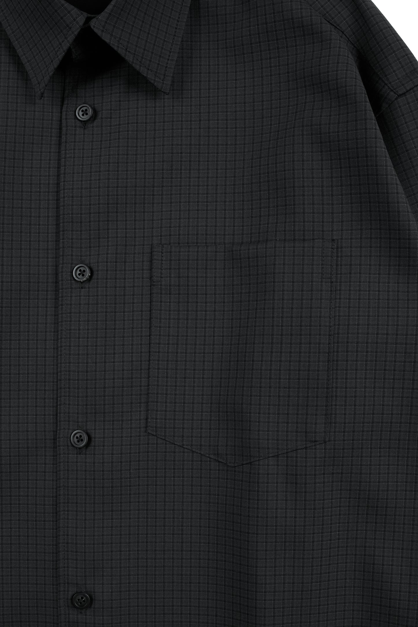 Super160's WOOL/SILK CHECK SHIRTS｜BLACK CHECK