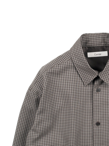 Super160's WOOL/SILK CHECK SHIRTS｜BROWN CHECK