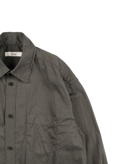 GARMENT DYED FINX COTTON TWILL BIG SHIRTS｜SMOKY BROWN