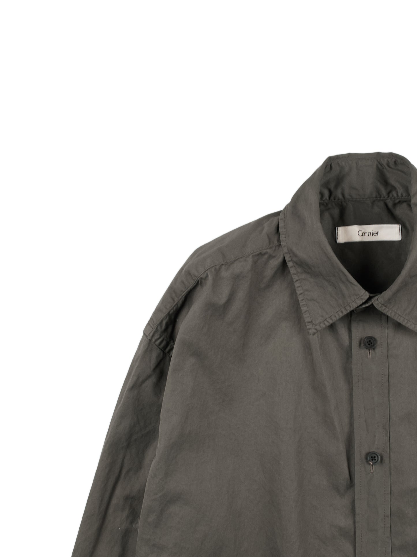 GARMENT DYED FINX COTTON TWILL BIG SHIRTS｜SMOKY BROWN