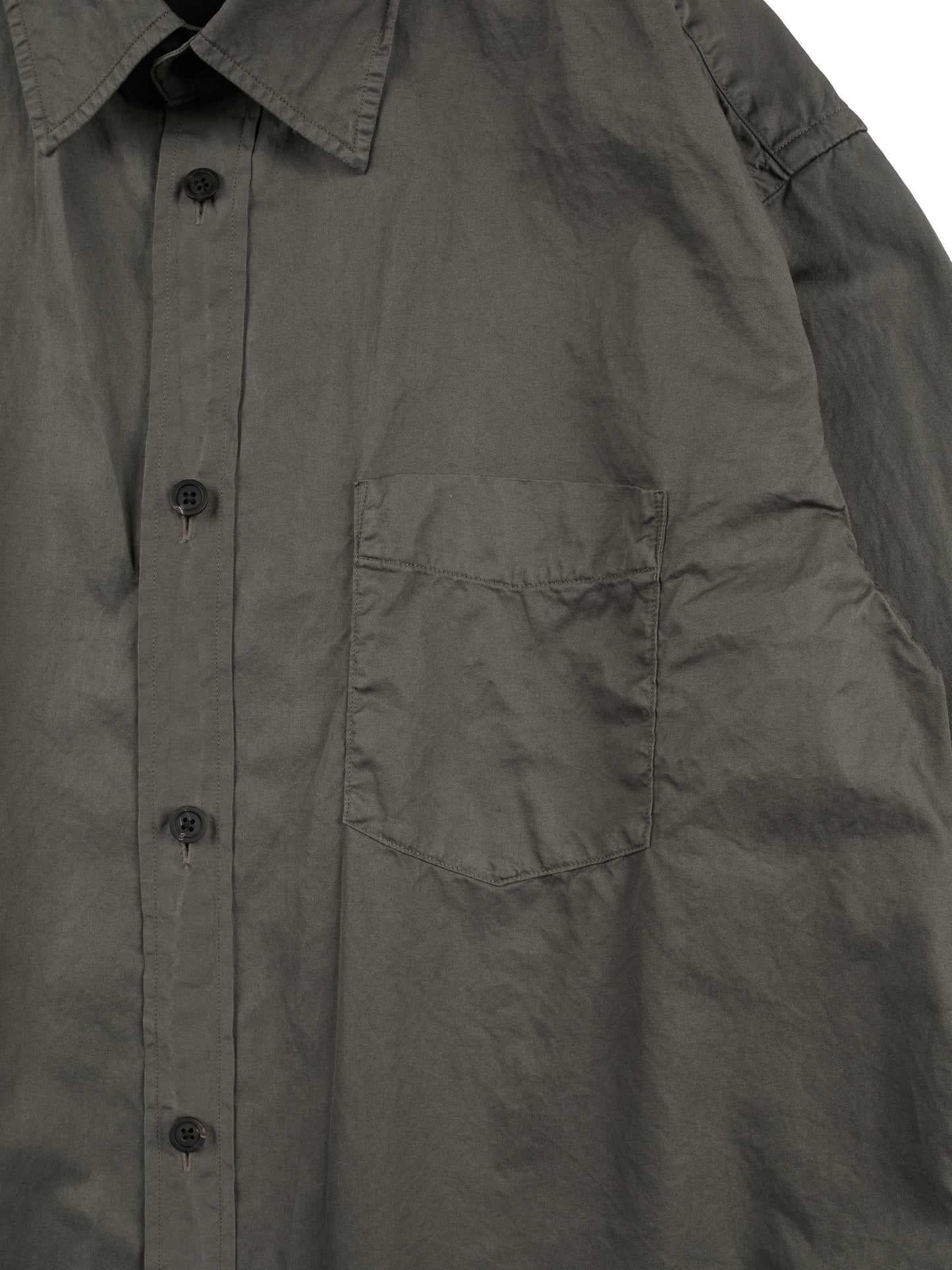 GARMENT DYED FINX COTTON TWILL BIG SHIRTS｜SMOKY BROWN