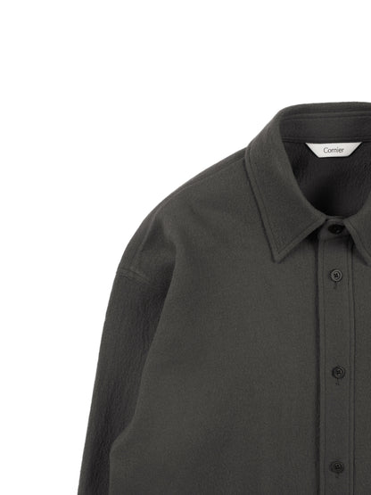 Super160's WOOL CRATER JERSEY SHIRTS｜GRAY