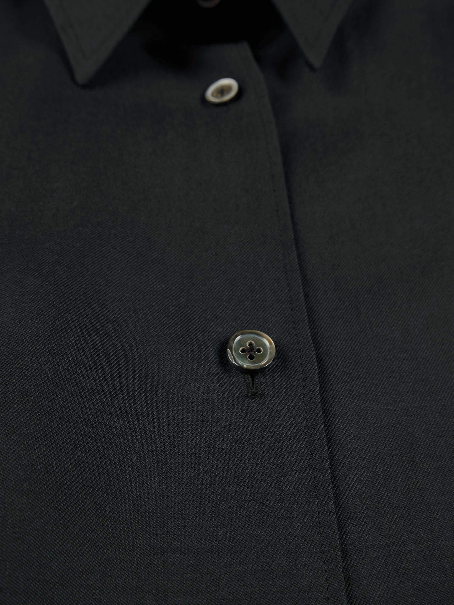 Super130's WOOL CHAMBRAY GABARDINE SHIRTS DRESS｜BLUE CHARCOAL
