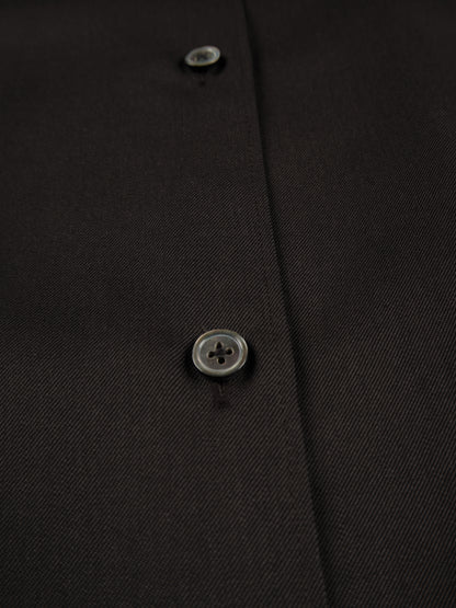 Super130's WOOL CHAMBRAY GABARDINE SHIRTS DRESS｜BLACK BROWN