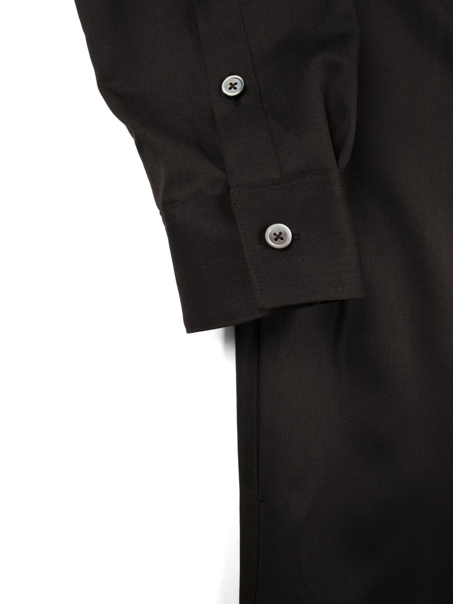 Super130's WOOL CHAMBRAY GABARDINE SHIRTS DRESS｜BLACK BROWN